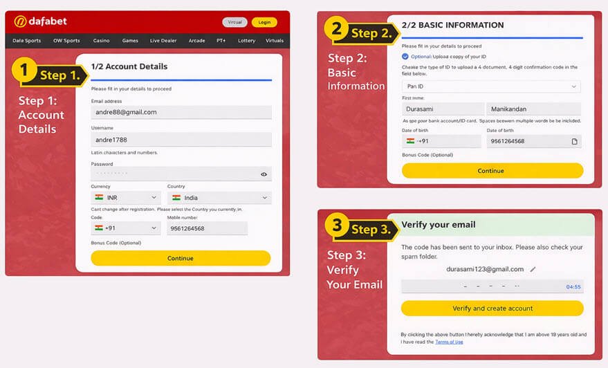 how to register Dafabet account