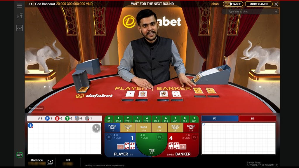 Live casino table with Indian dealer at Dafa